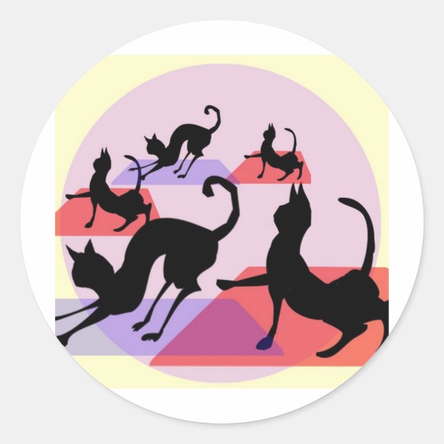 katt yoga runt klistermärke (Framsida)