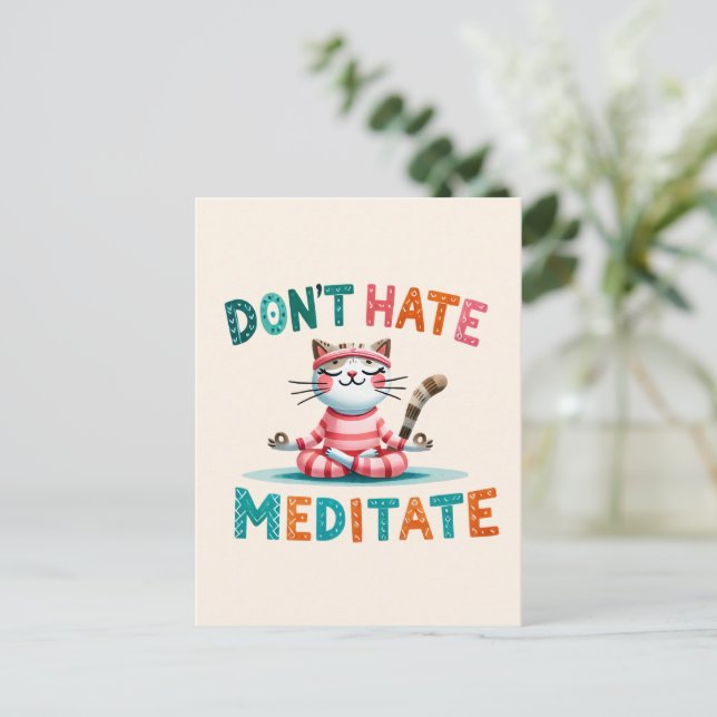 Katt yogaställning - Hata inte, meditera Vykort (Stående Fram)
