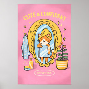 Kattaffisch, feminint själv-kärleks väggkonst, Ros Poster