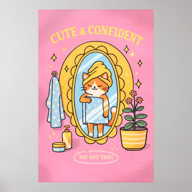 Kattaffisch, feminint själv-kärleks väggkonst, Ros Poster (Framsidan)