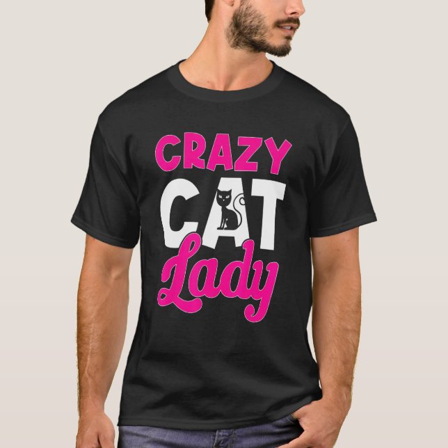 Kattägare blomma Galen kattdama T Shirt (Framsida)