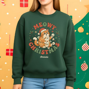 Kattaktig jul rolig katt jul sweatshirt t shirt