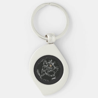 Kattälskar Design Swirl Silverfärgad Nyckelring