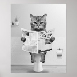 Kattälskare Badrum Väggkonst, Svart och Vit Katt Poster
