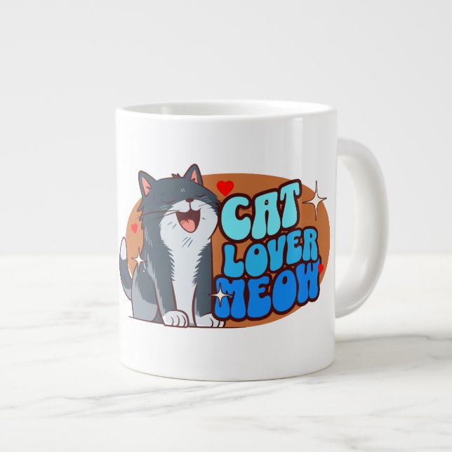 Kattälskare - blå katt jumbo mugg (Framsida höger)