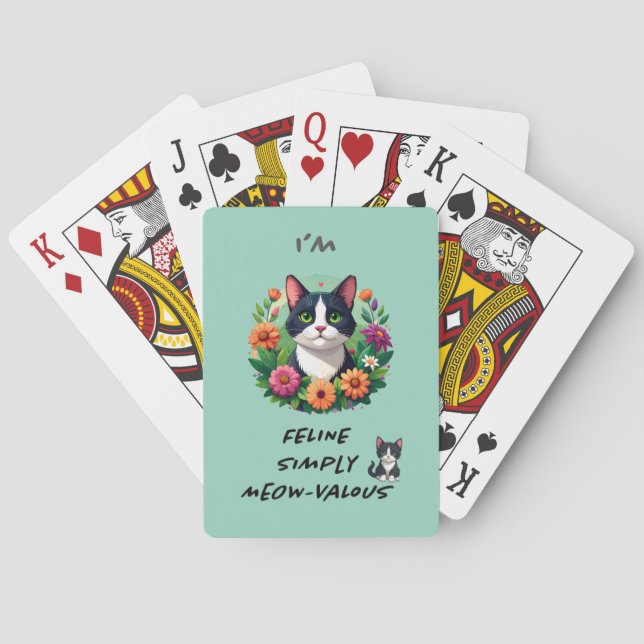 Kattälskare blommig Tuxedo katt  Casinokort (Baksidan)