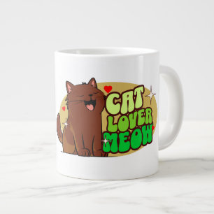 Kattälskare - brun katt jumbo mugg