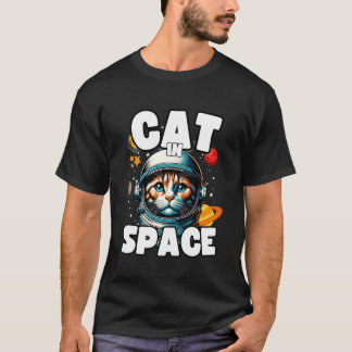 Kattälskare Design Katt i Rymden Rolig Katt T Shirt