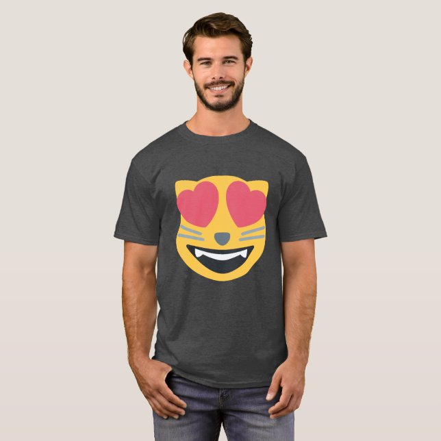 Kattälskare Emoji Tee Shirt (Hel framsida)