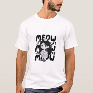 Kattälskare Estetisk Chibi Flickillustration T Shirt