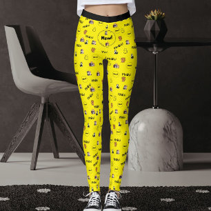 Kattälskare Färgrik Katt Kattdjur Meow Kattmönster Leggings