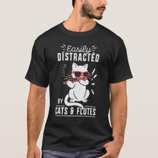 Kattälskare Flöjtspelare Expert Musiker Spelar Mus T Shirt