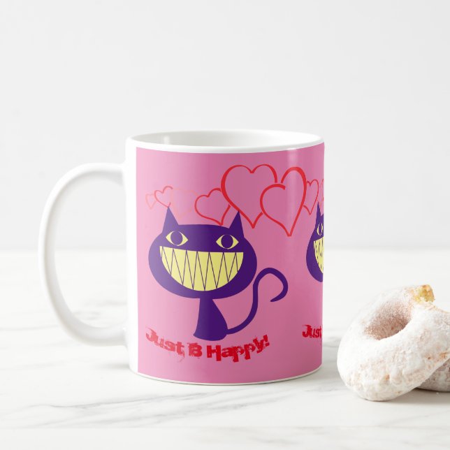 Kattälskare -Glada  Kaffemugg (Med munk)