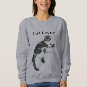 Kattälskare Grå Vit Katt Konst Text T Shirt
