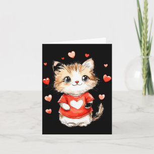 Kattälskare Hjärtans Tjej Kattunge Alla Hjärtans D Kort