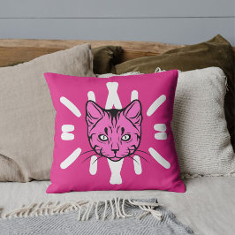 Kattälskare Husdjur Vänner Vita Ränder Lila Rosa Kudde