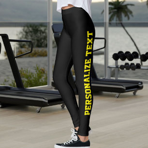 Kattälskare Husdjursmamma Svart Och Gul Personlig Leggings
