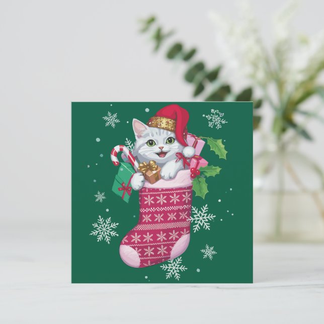 Kattälskare jul roliga kattägare julkort (Stående Fram)