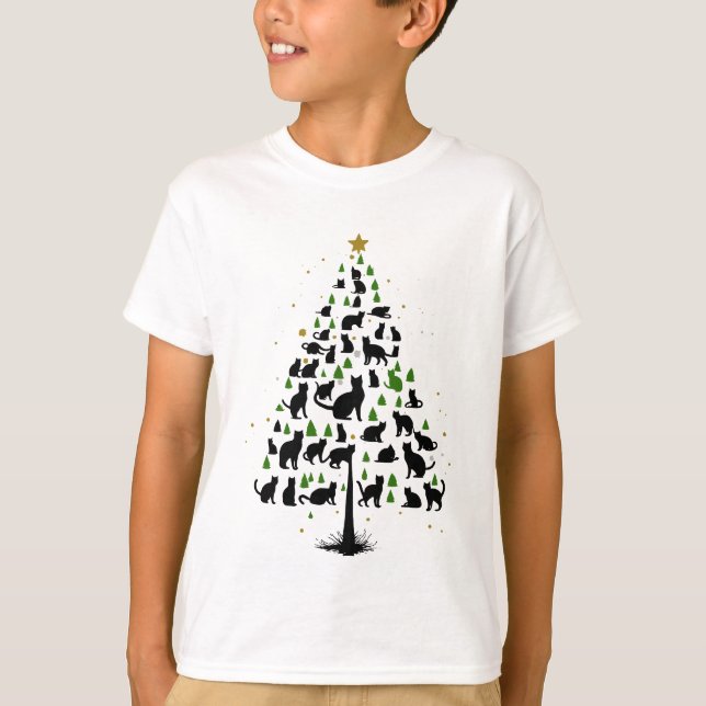 Kattälskare Julgran 2 T Shirt (Framsida)