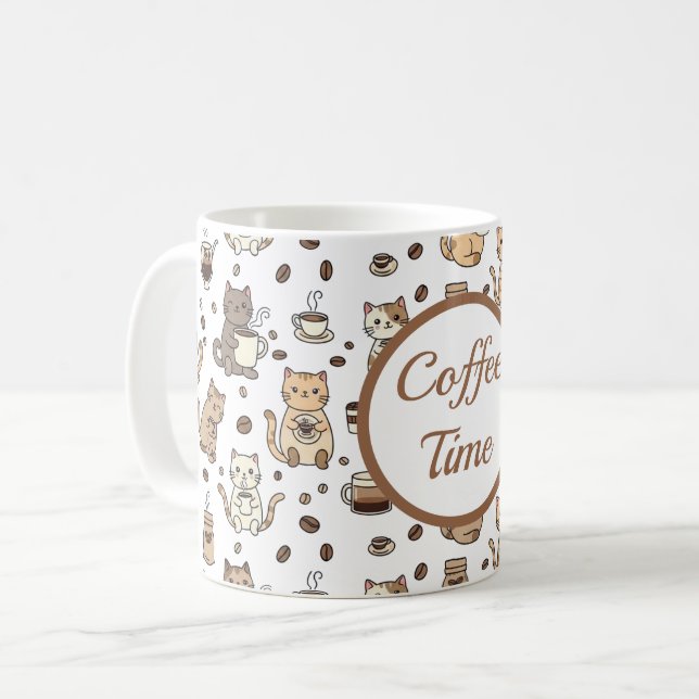 Kattälskare Kaffe Tid Mugg (Framsida vänster)