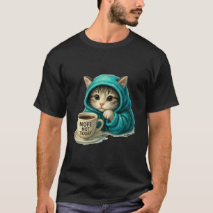 Kattälskare Kattmamma Kattperson Kaffeberoende Nej T Shirt