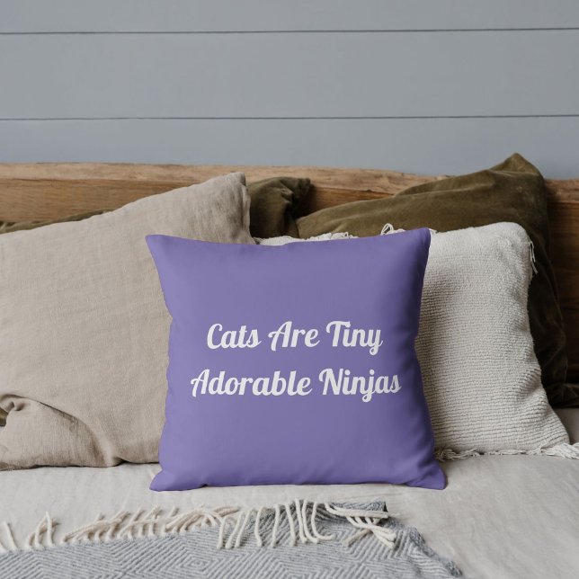 Kattälskare Modern DIY Rolig Kattcitat på Periwink Kudde (Skapare uppladdad)