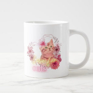 Kattälskare Mugg – Söt Blommig Kittens Kaffe Kopp Jumbo Mugg