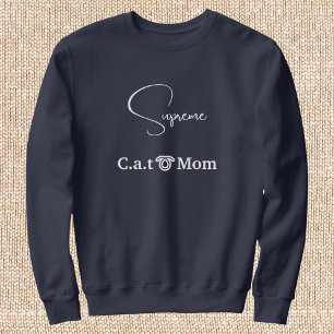 Kattälskare Navyblå Vit Text Anpassad Kattmamma T Shirt