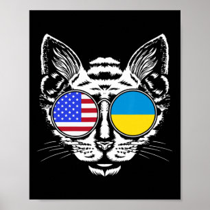 Kattälskare Oss Ukrainsk Flagga Ukraina Amerikan Poster