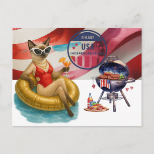 KATTälskare Party 4 juli självständighetsdagen Helg Vykort