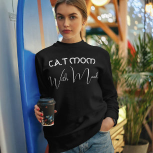 Kattälskare Personlig Vit Skrift Svart Kattmamma T Shirt