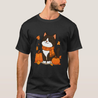 Kattälskare Pumpa Höstlöv Höstsäsong Katt T Shirt