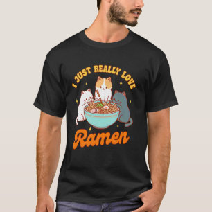 Kattälskare Ramen Nudel Japansk Jag Älskar Verklig T Shirt