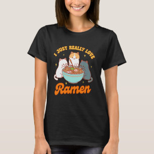 Kattälskare Ramen Nudel Japansk Jag Älskar Verklig T Shirt
