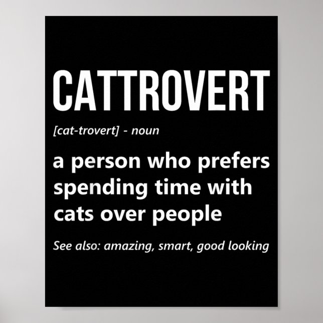 Kattälskare Rolig Cattrovert Definition Kitty Katt Poster (Framsidan)