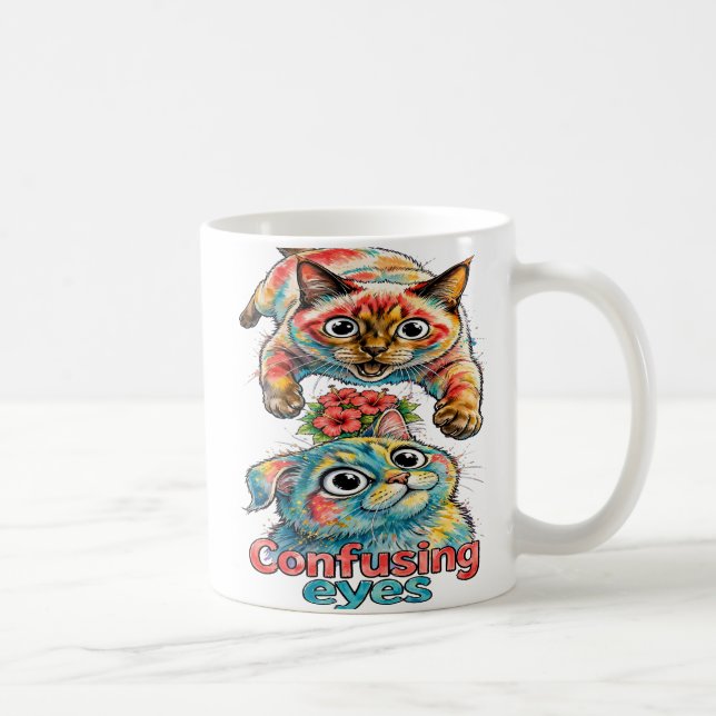 Kattälskare Rolig Siames & Chartreux Charm 👀 Kaffemugg (Höger)