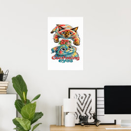 Kattälskare Rolig Siames & Chartreux Charm 👁️ Poster