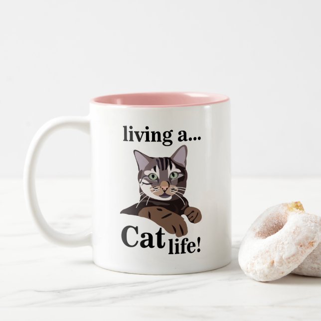Kattälskare Rolig Två-Tonad Mugg (Med munk)