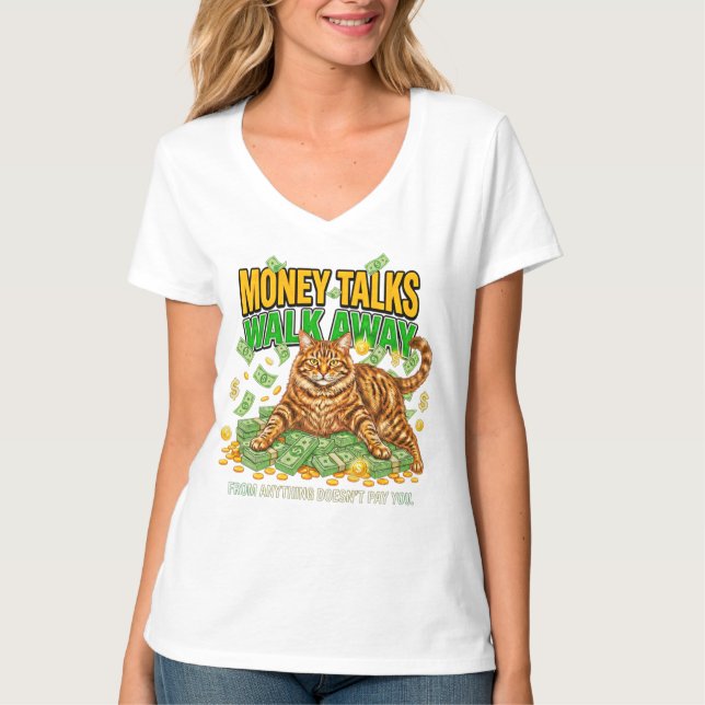 Kattälskare Rollig Pengar T-shirt för Kvinnor (Framsida)