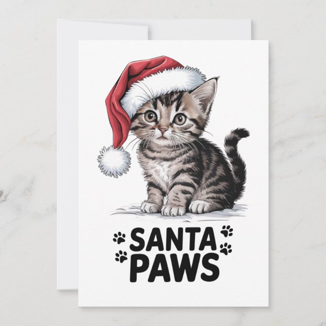 Kattälskare - Santa Paws Julkort (Framsida)