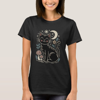 Kattälskare Skog Stuginteriör Estetik Blommig Svam T Shirt