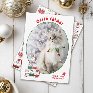 Kattälskare Söt Jul Katt Foto Jul Julkort