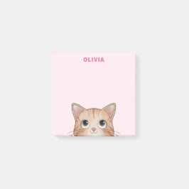 Kattälskare söt kattunge som tittar på ditt namn post-it block