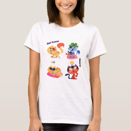Kattälskare Söt Kawaii Katt Grafisk T-Shirt