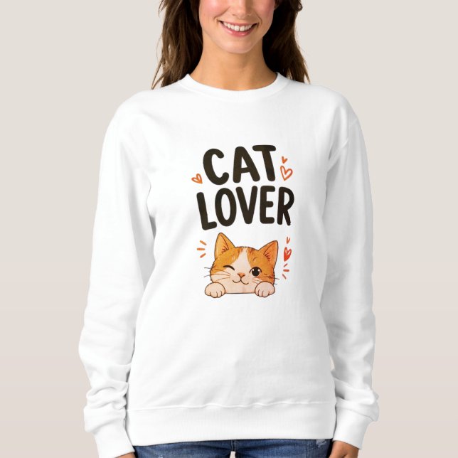 Kattälskare Söt Minimal Kattdesign T Shirt (Framsida)