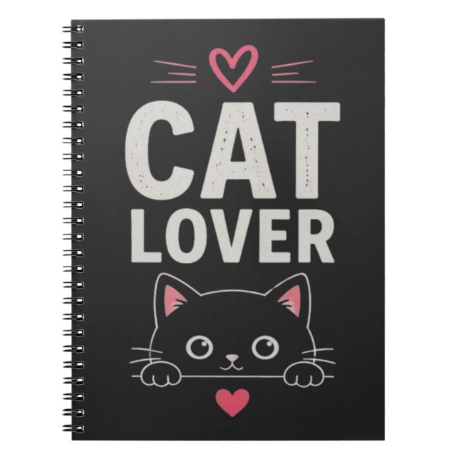 Kattälskare Söt Minimalistisk Katt Illustrationsde Anteckningsbok (Framsidan)