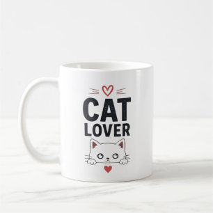 Kattälskare Söt Minimalistisk Katt Illustrationsde Kaffemugg