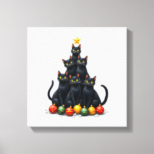 Kattälskare söta och roliga Holiday Tree jul M Canvastryck