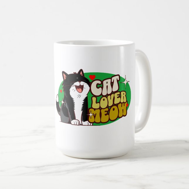 Kattälskare - svart katt kaffemugg (Framsida höger)