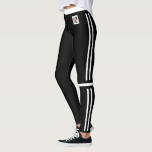 Kattälskare Svart Och Vita Ränder Anpassad Leggings